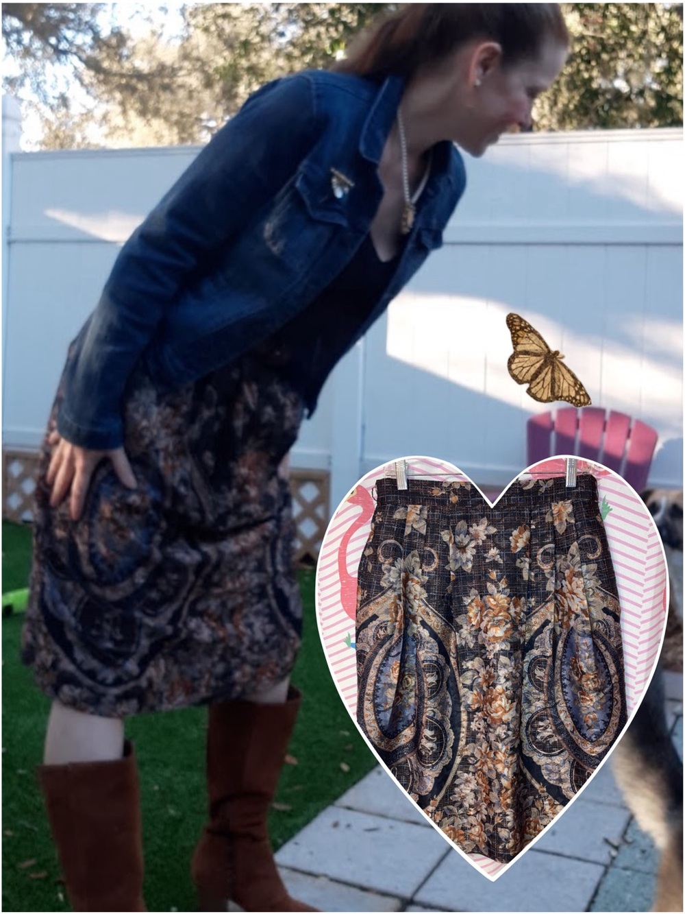 Vintage Floral Paisley Midi Skirt